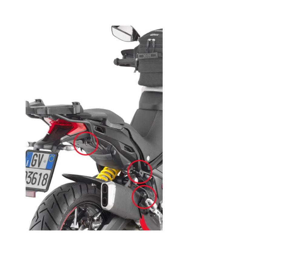 ಡುಕಾಟಿ ಮಲ್ಟಿಸ್ಟ್ರಾಡಾ 950S ಮತ್ತು 1260 ಎಂಡ್ಯೂರೋ (2019) ಗಾಗಿ ಟ್ರೆಕ್ಕರ್ ಔಟ್ಬ್ಯಾಕ್ ಸೈಡ್ ಕೇಸ್ಗಳಿಗಾಗಿ ನಿರ್ದಿಷ್ಟ ಸೈಡ್ ಕೇಸ್ ಹೋಲ್ಡರ್ - ಗಿವಿ