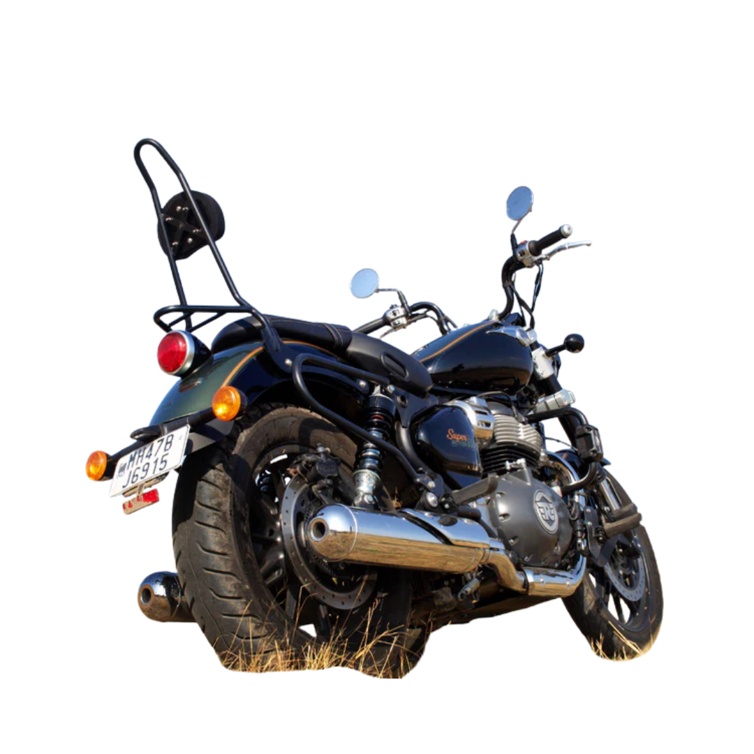 ರಾಯಲ್ ಎನ್ಫೀಲ್ಡ್ ಸೂಪರ್ ಮೀಟಿಯರ್ 650 ಗಾಗಿ ಬ್ಯಾಕ್ರೆಸ್ಟ್ ಹೊಂದಿರುವ ಸಿಸ್ಸಿ ಬಾರ್ - ಆಟೋ ಎಂಜಿನ್