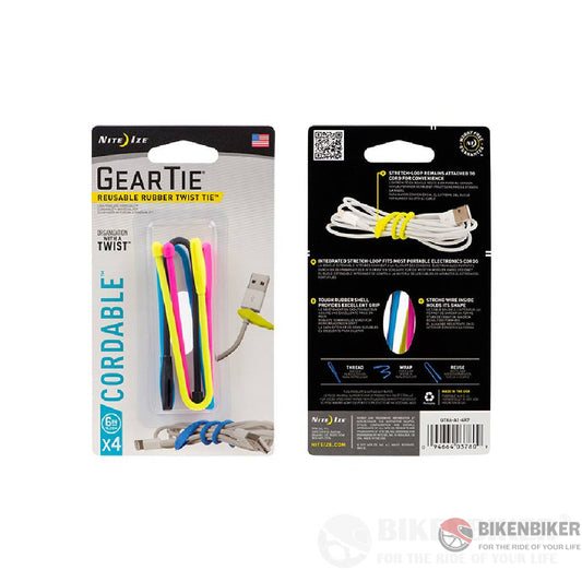 Gear Tie® Cordable™ Twist Tie 6’ - Nite Ize Assorted (4Pc) Tools