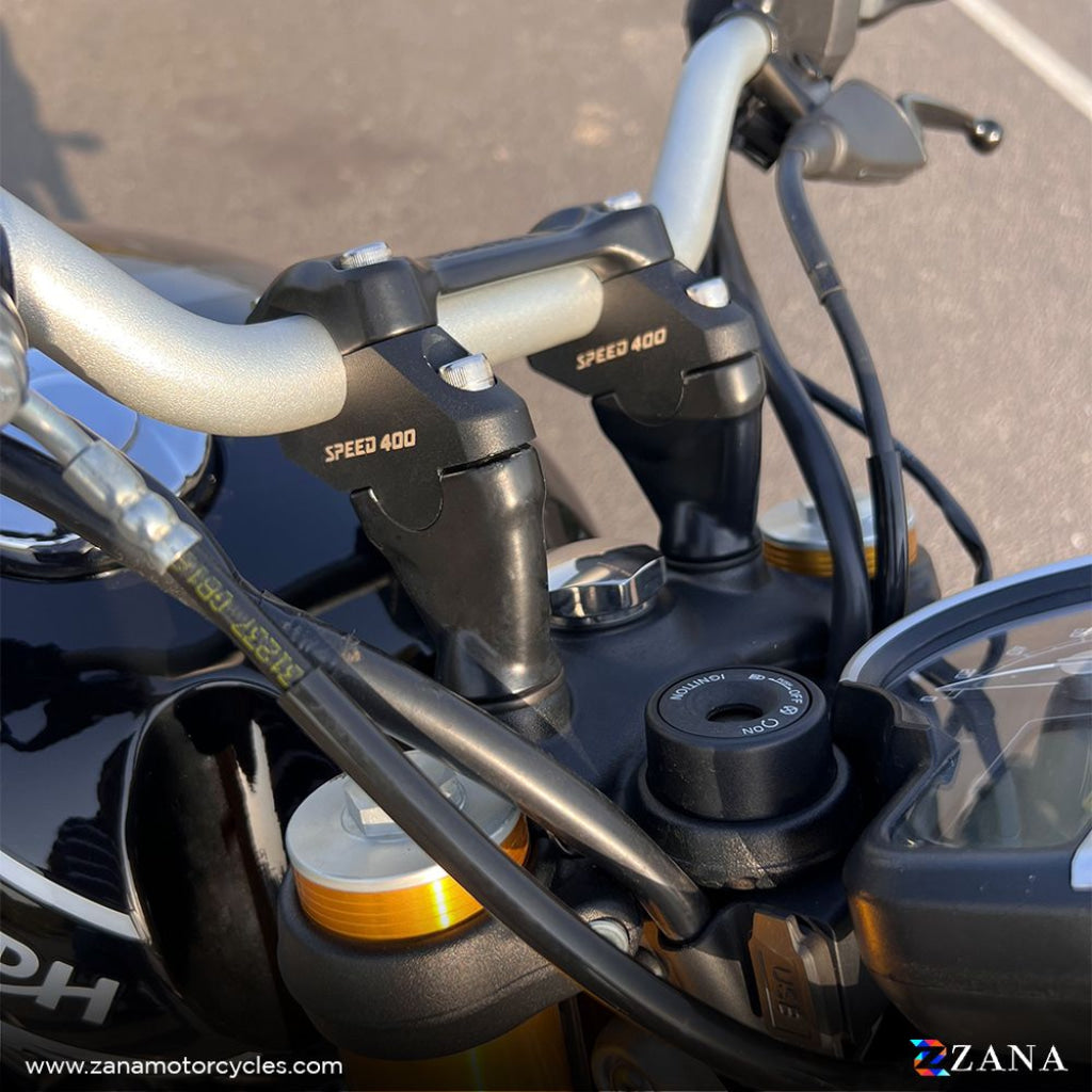 Triumph Speed 400 - Offset Handle Bar Risers Black Handlebar