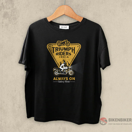 Triumph Riders India Printed T-Shirts - Black/Grey Own Your Adventure Shirts & Tops