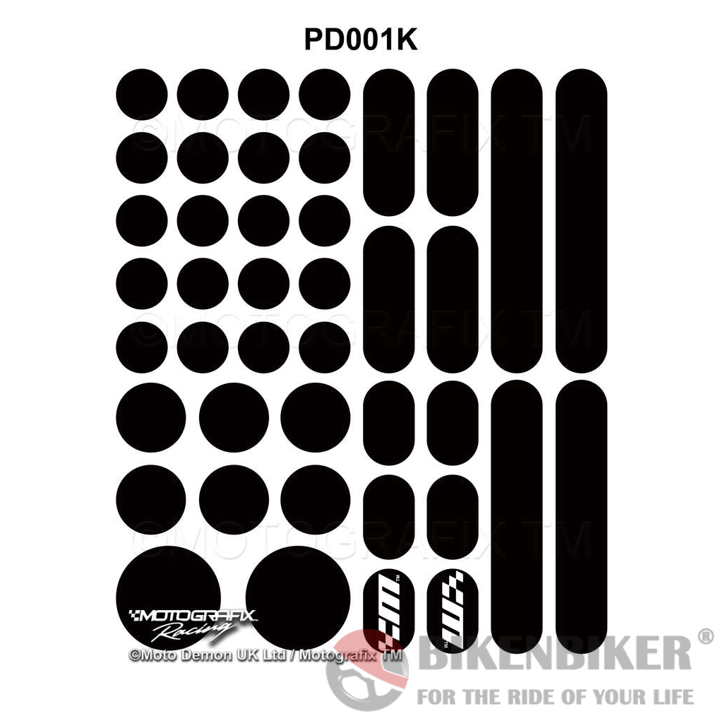 यूनिवर्सल प्लेन ब्लैक डॉट / स्ट्राइप किट मोटरसाइकिल पेंट प्रोटेक्शन Motografix 3D Gel PD001K-Motografix