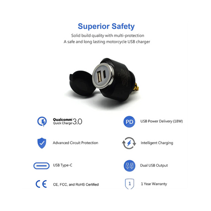 DIN (हेला) से 36W PD USB-C + QC 3.0 (MINI) 2024 से आगे - क्लिफ टॉप - TY-A2002