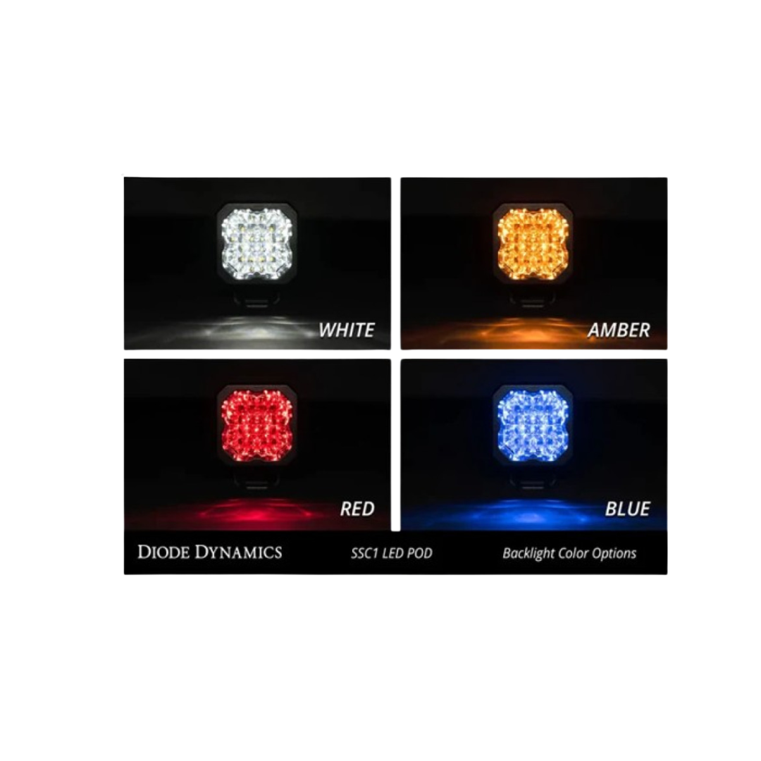 White Sport Backlit Led Stage Series C1" Pod (pair) Light - Diode Dynamics