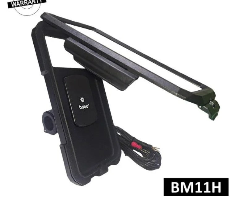 BOBO BM11 फ़ोन होल्डर (फास्ट 15W वायरलेस चार्जर और USB-C इनपुट/आउटपुट पोर्ट के साथ) (काला)
