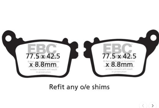 FA436HH ಸಂಪೂರ್ಣವಾಗಿ ಸಿಂಟರ್ ಮಾಡಿದ ಬ್ರೇಕ್ ಪ್ಯಾಡ್‌ಗಳು - EBC ಬ್ರೇಕ್‌ಗಳು