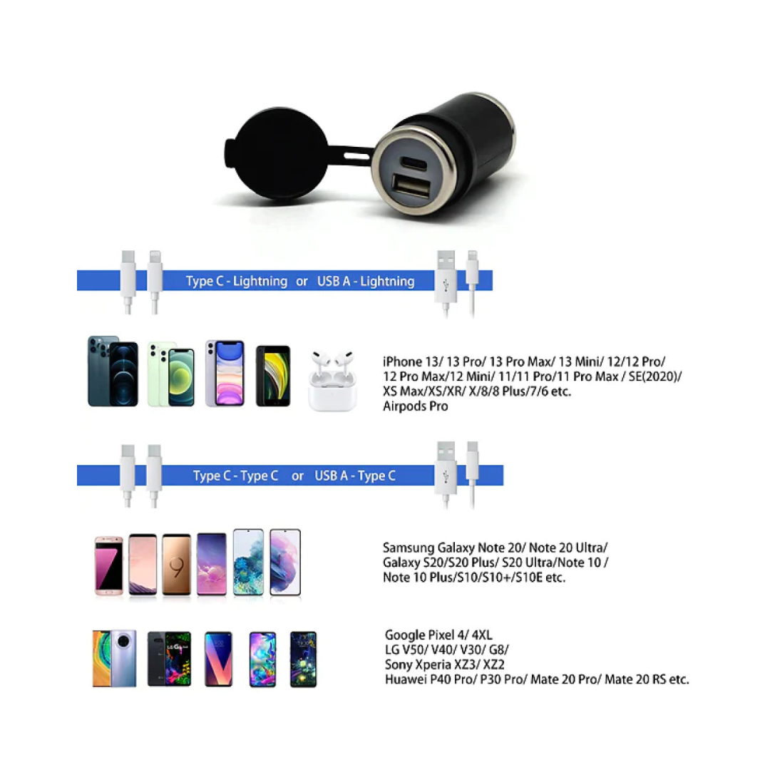 DIN (हेला) से 36W PD USB-C + QC 3.0 (स्ट्रेट) 2024 से आगे - क्लिफ टॉप - TY-A2005