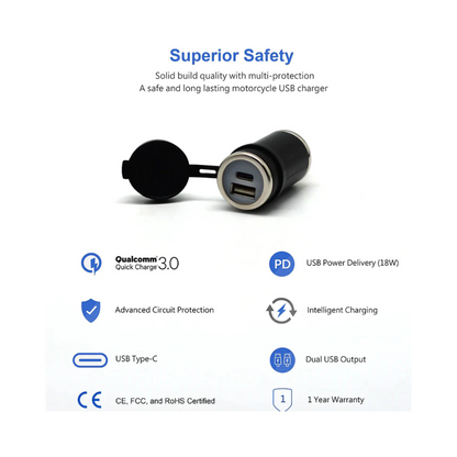 DIN (हेला) से 36W PD USB-C + QC 3.0 (स्ट्रेट) 2024 से आगे - क्लिफ टॉप - TY-A2005