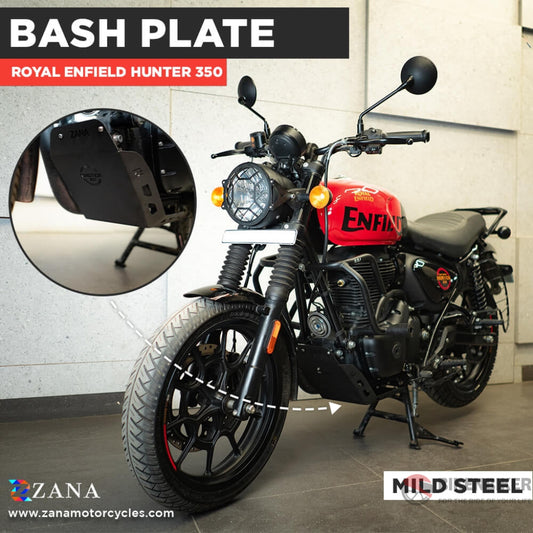 Bash Plate Mild Steel For Royal Enfield Hunter 350- Zana Bash Plate