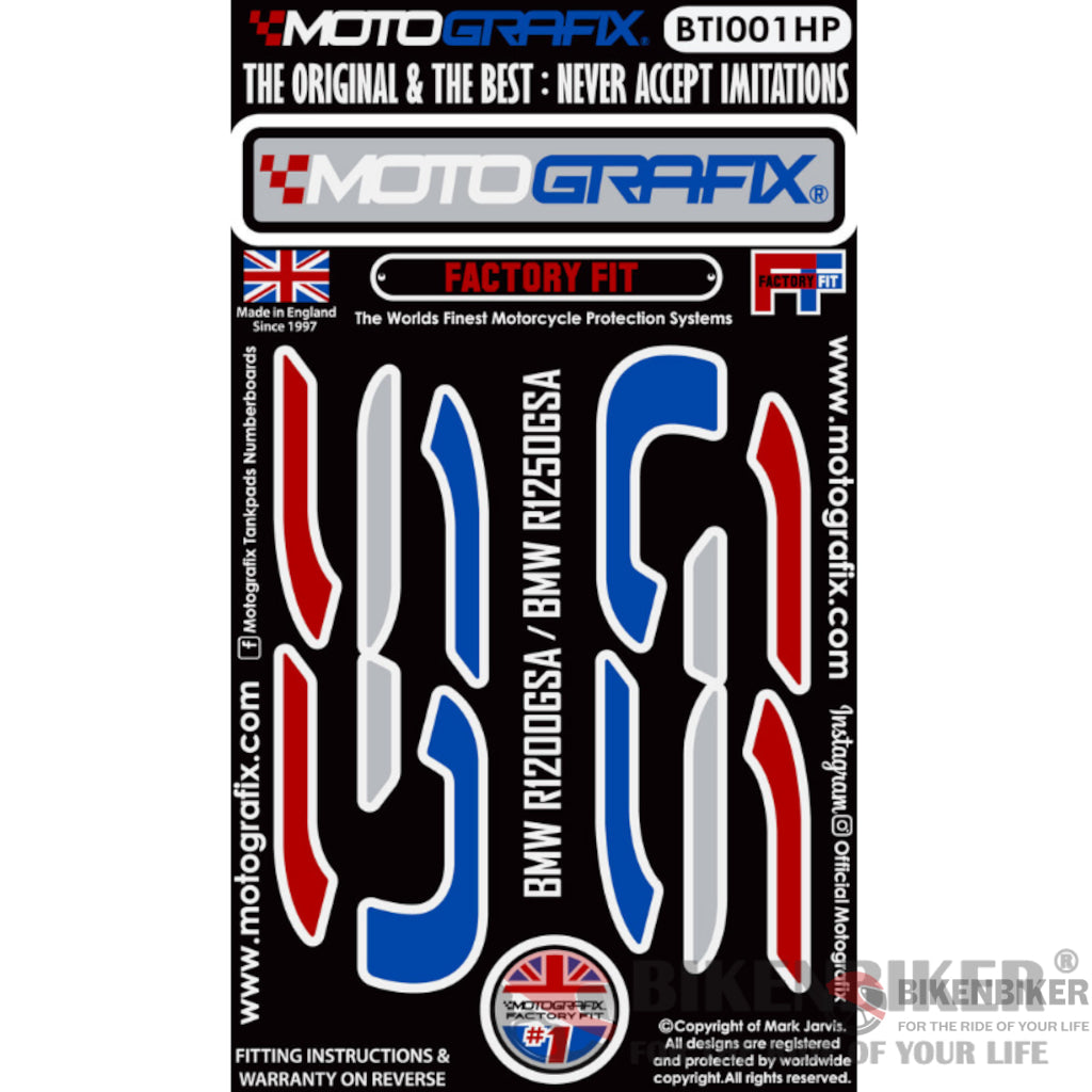 Bmw R1200Gsa R1250Gsa 2014 - 2021 Gs Logo Infills Motografix 3D Gel Decals Bti001Bk - Motografix