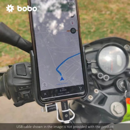Bobo Bm12 Bike Phone Holder (With Fast 15W Wireless Charger & Usb-C Input/Output Port) (Black)