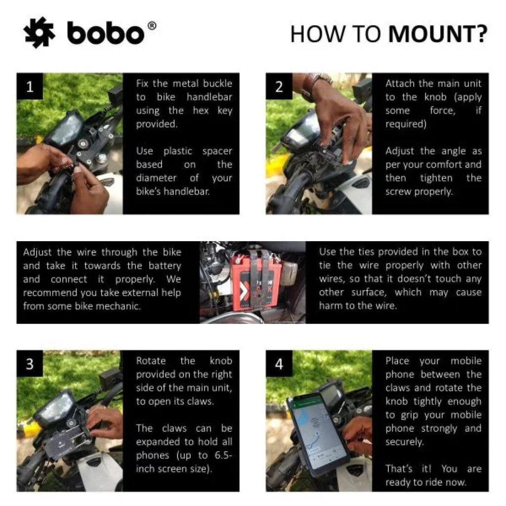 Bobo Bm2 Aluminium Mobile Phone Holder Mount With 2.5A Usb Charger (Black) Mounts