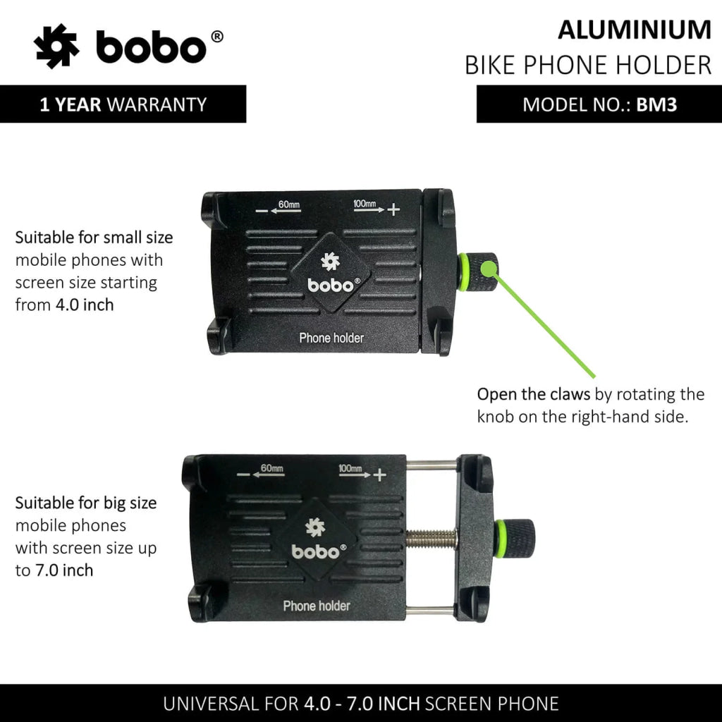 Bobo Bm3 Aluminium Phone Holder Mount (Black) Mounts