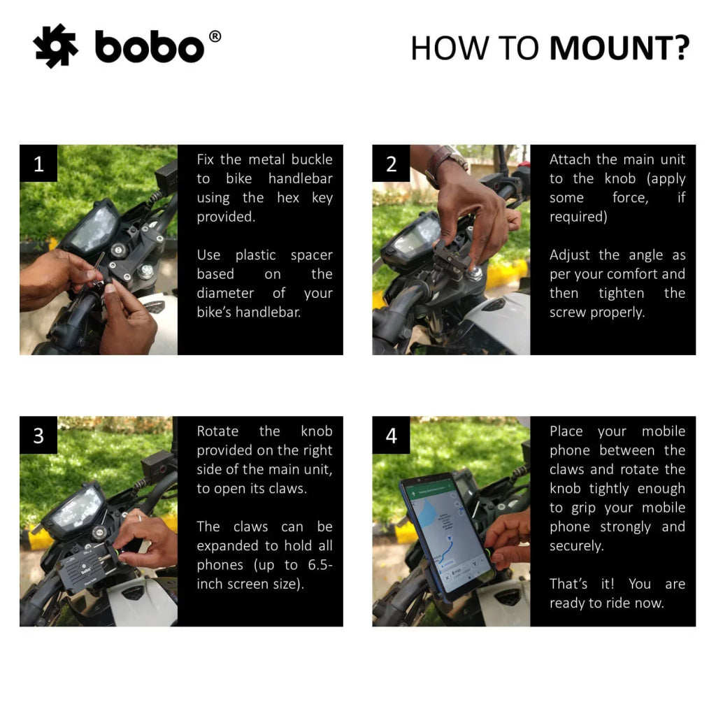 Bobo Bm3 Aluminium Phone Holder Mount (Black) Mounts