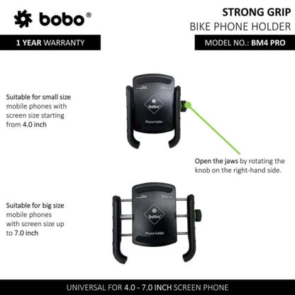 Bobo Bm4 Pro Jaw-Grip Phone Holder (Black) Mounts