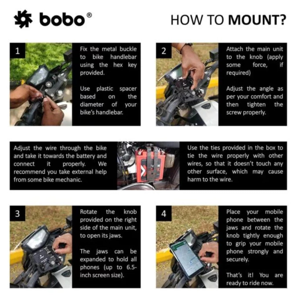 Bobo Bm5 Aluminium Phone Holder Mount (Black) Mounts