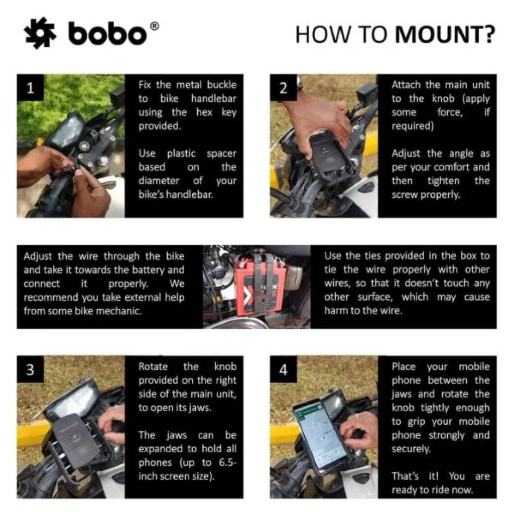 Bobo Bm6 Jaw-Grip Mobile Phone Holder Mount (Black) Mounts