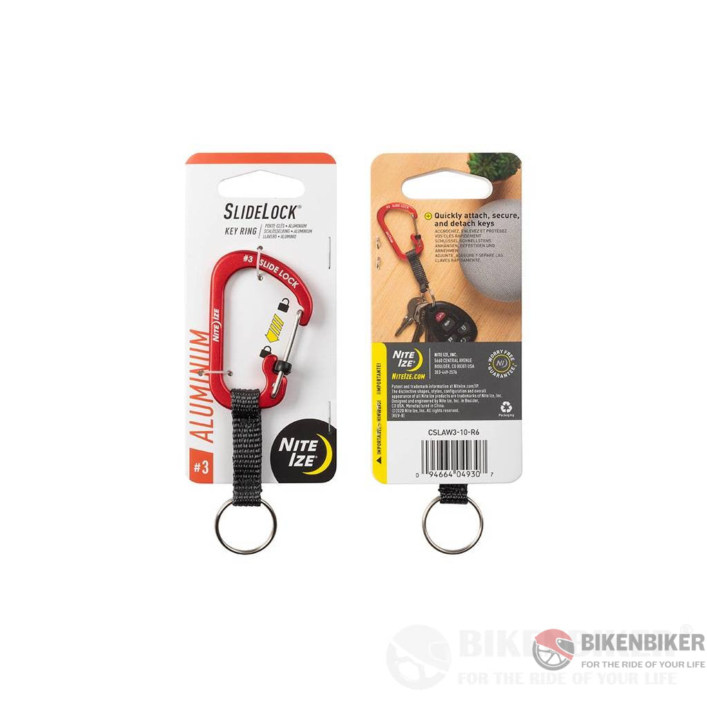 Carabiner Keyring Slide Lock - Aluminum Nite Ize Red