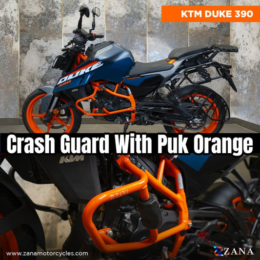Crash Guard With Slider Puck Orange For Ktm Duke 390/250/200/390 Gen 3