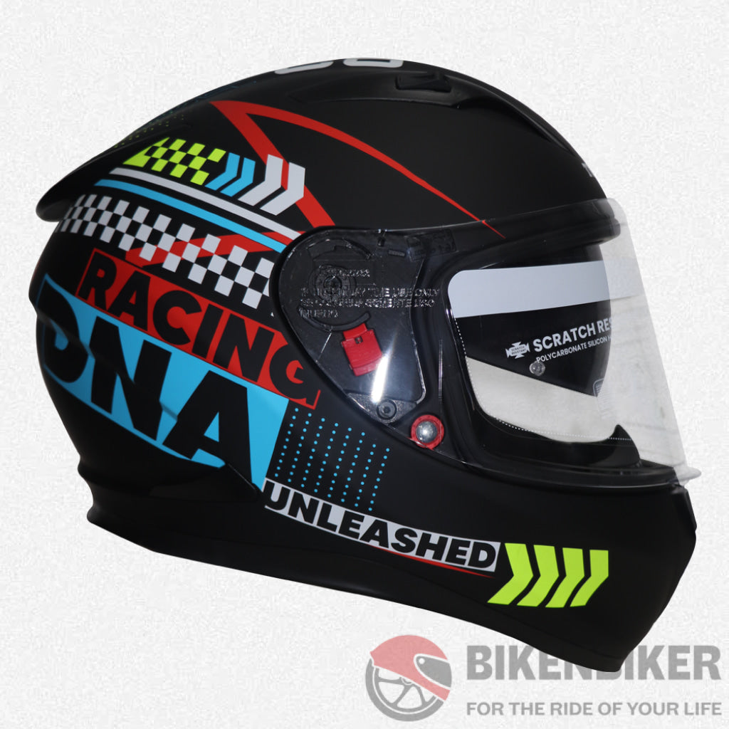 Tvs Racing Full Face Graphics Helmet Black With Graphics Helmets