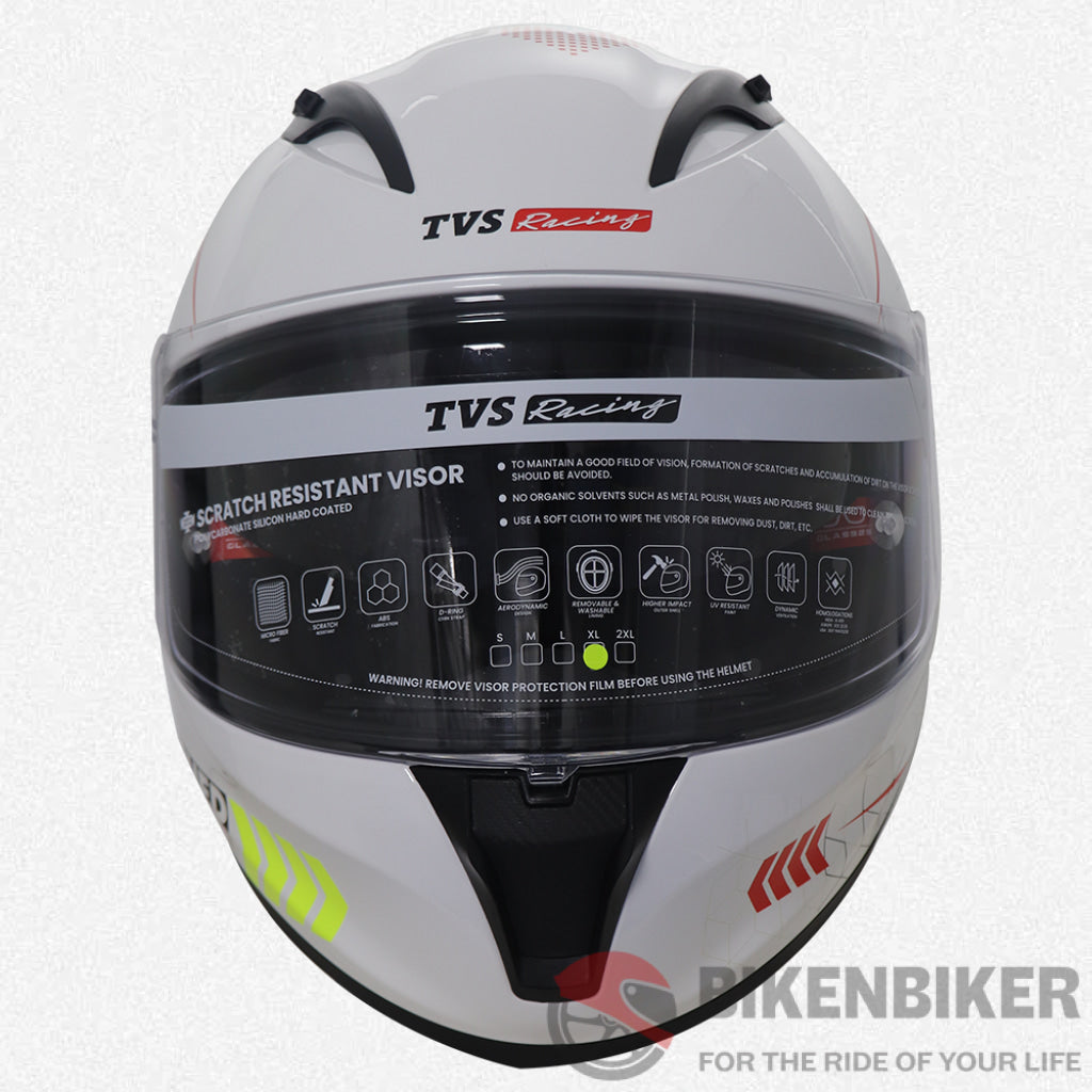 Tvs Racing Full Face Graphics Helmet White With Graphics Helmets