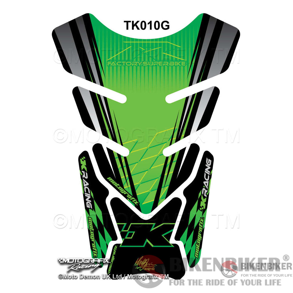 Kawasaki Zx6R / Zx10R Green Motorcycle Tank Pad Protector Motografix 3D Gel Tk010G-Motografix Tank