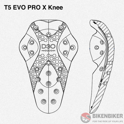 Knee T5 Evo Pro X Level 2 Protection Pads For Bikers D30 Protector