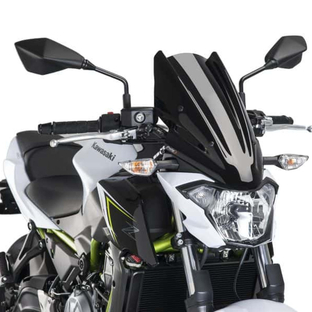 Naked New Generation Touring Windshield For Kawasaki Z650 (2017-2020) - Puig Black Windscreen