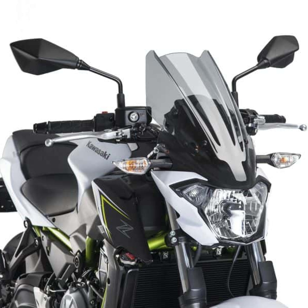 Naked New Generation Touring Windshield For Kawasaki Z650 (2017-2020) - Puig Smoke Windscreen