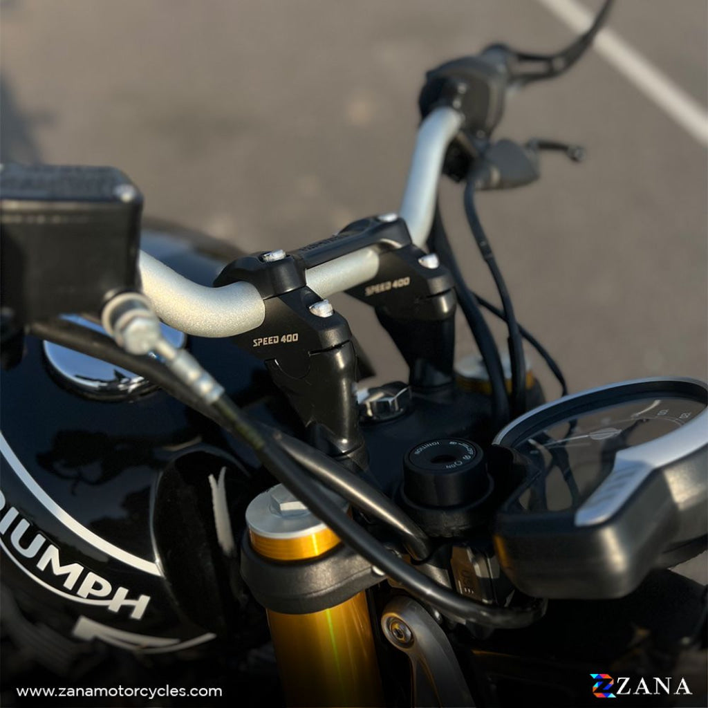 Triumph Speed 400 - Offset Handle Bar Risers Black Handlebar