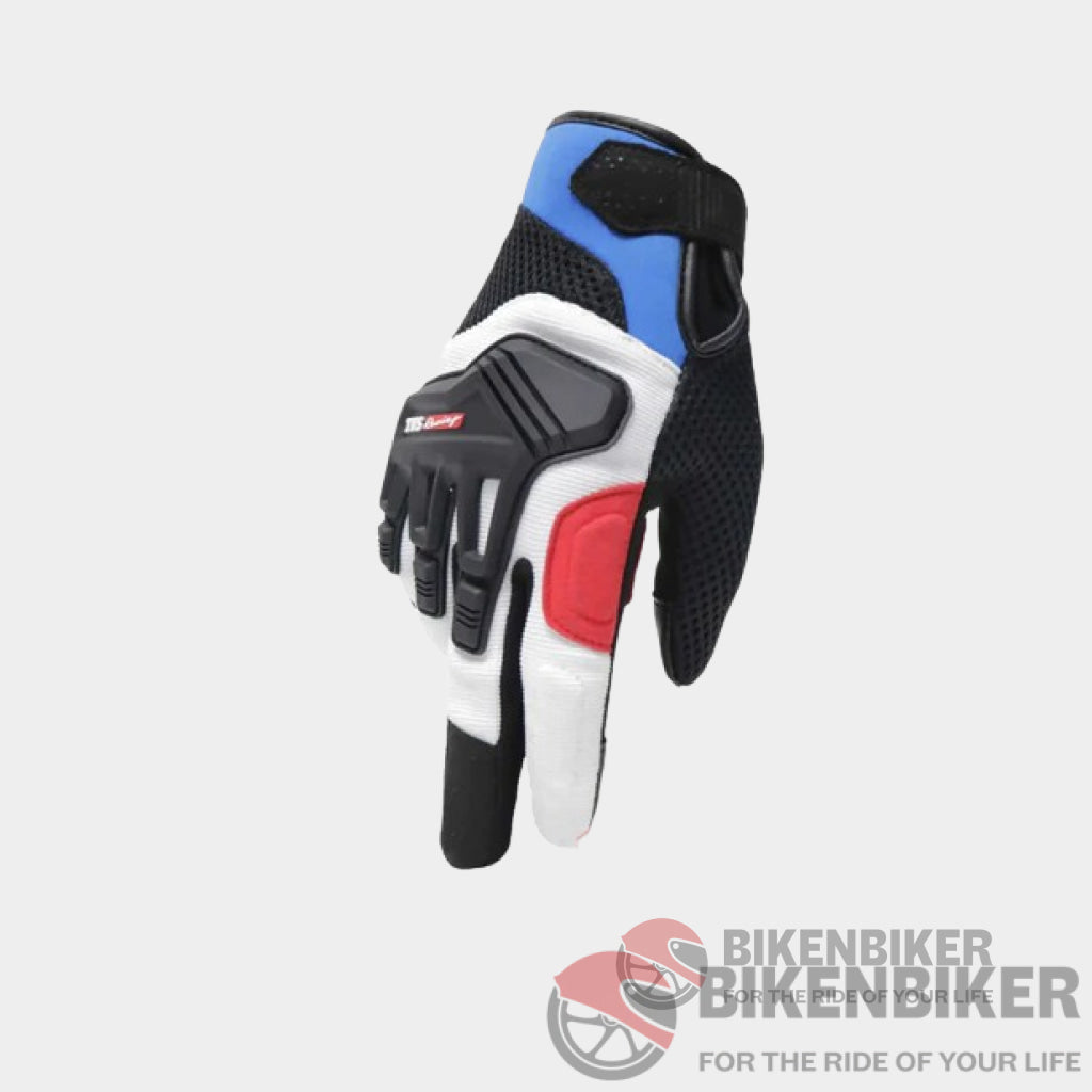 Riding Entry Gloves Blue White - Tvs Racing