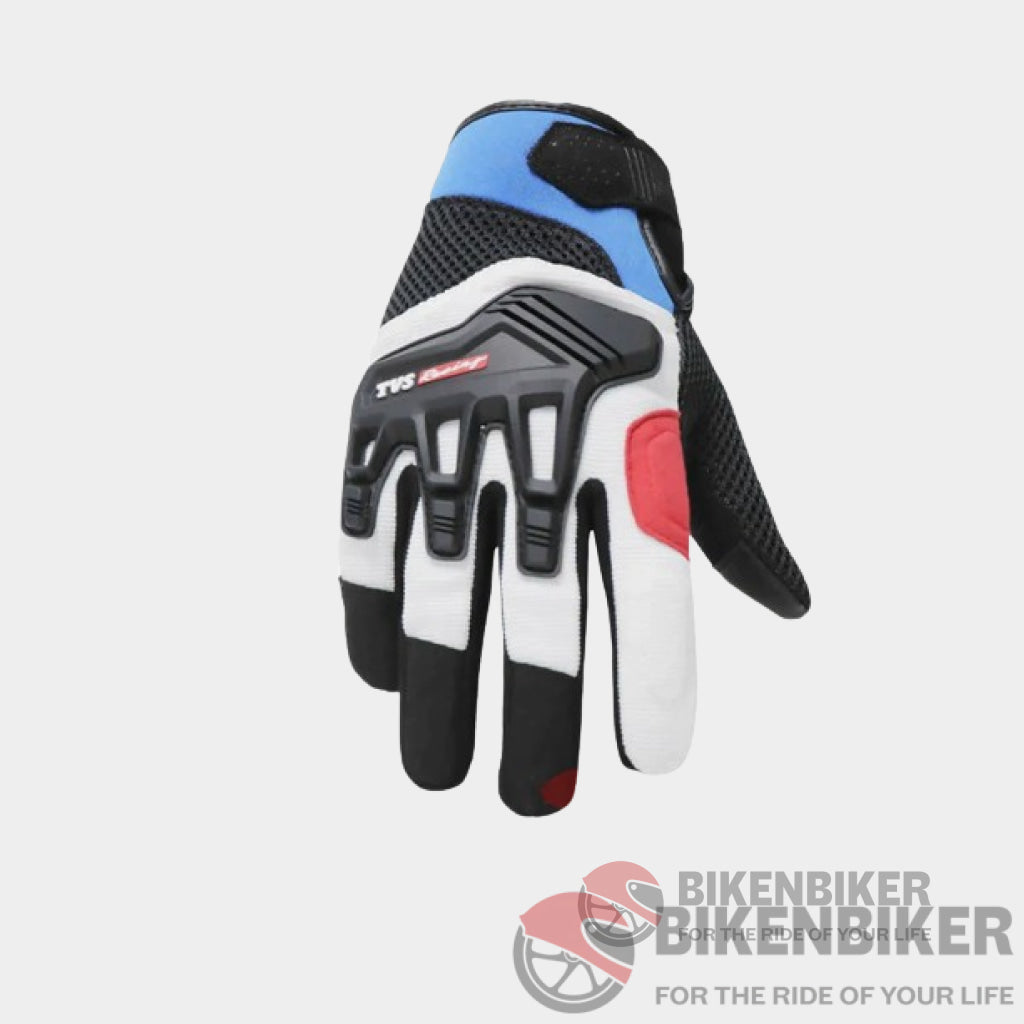 Riding Entry Gloves Blue White - Tvs Racing