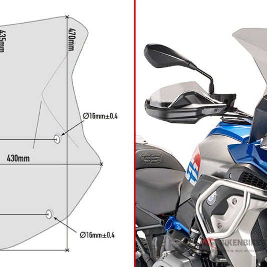 Specific Windscreen Smoked For Bmw R1200Gs/Adventure 2016 + / R1250Gs/ Adventure - Givi Windscreen