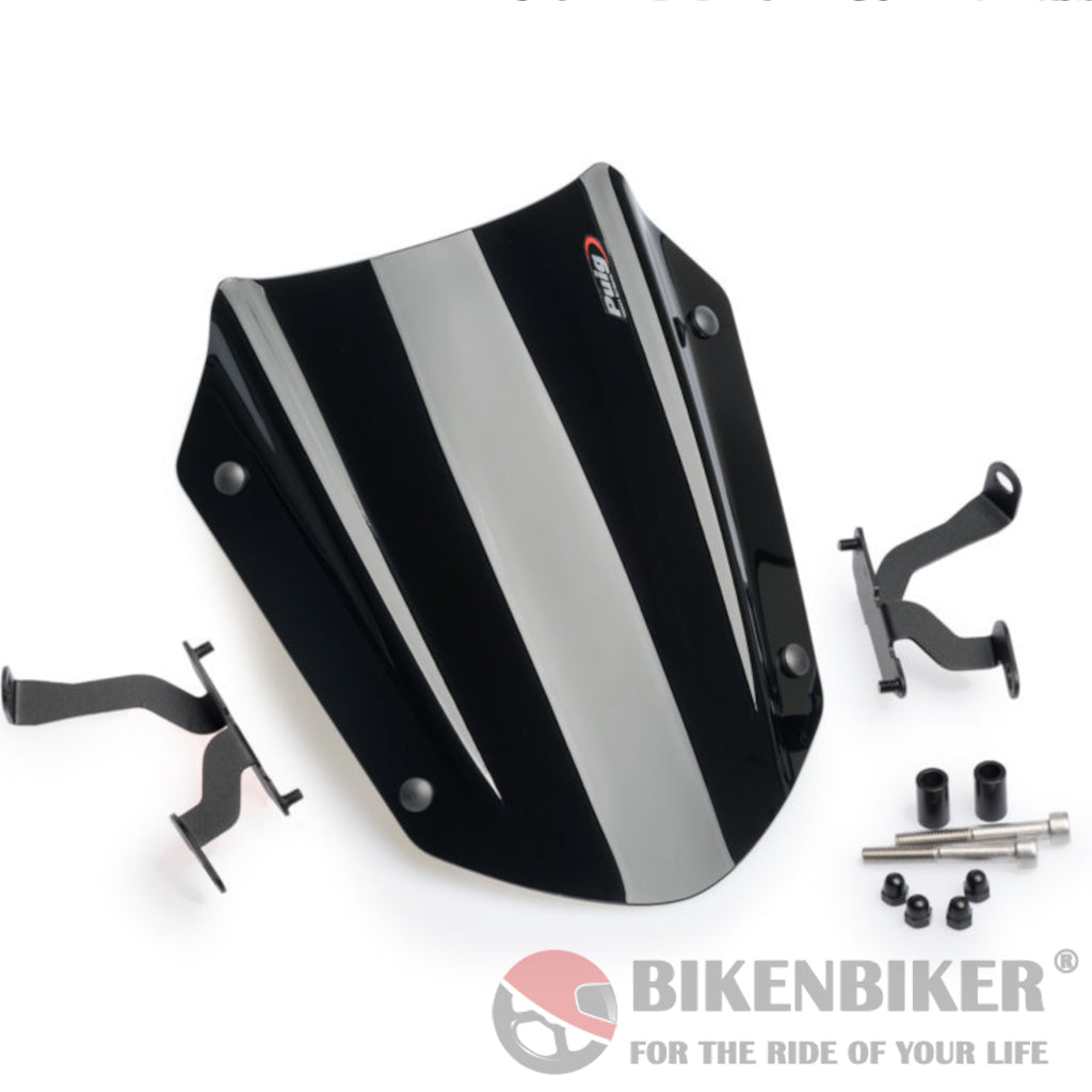 Sports Windshield New Generation Adjustable For Ducati Diavel 1260 2019-Puig Black Wind Shield