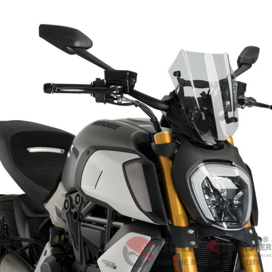 Sports Windshield New Generation Adjustable For Ducati Diavel 1260 2019-Puig Smoke Wind Shield