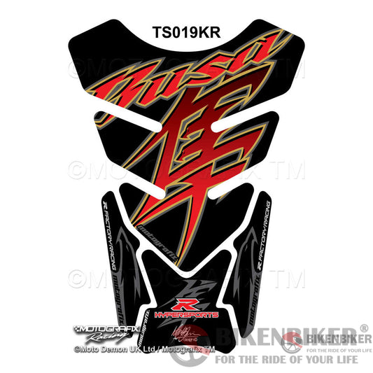 Suzuki Gsx1300R Hayabusa Black / Red Motorcycle Tank Pad Protector Motografix 3D Gel