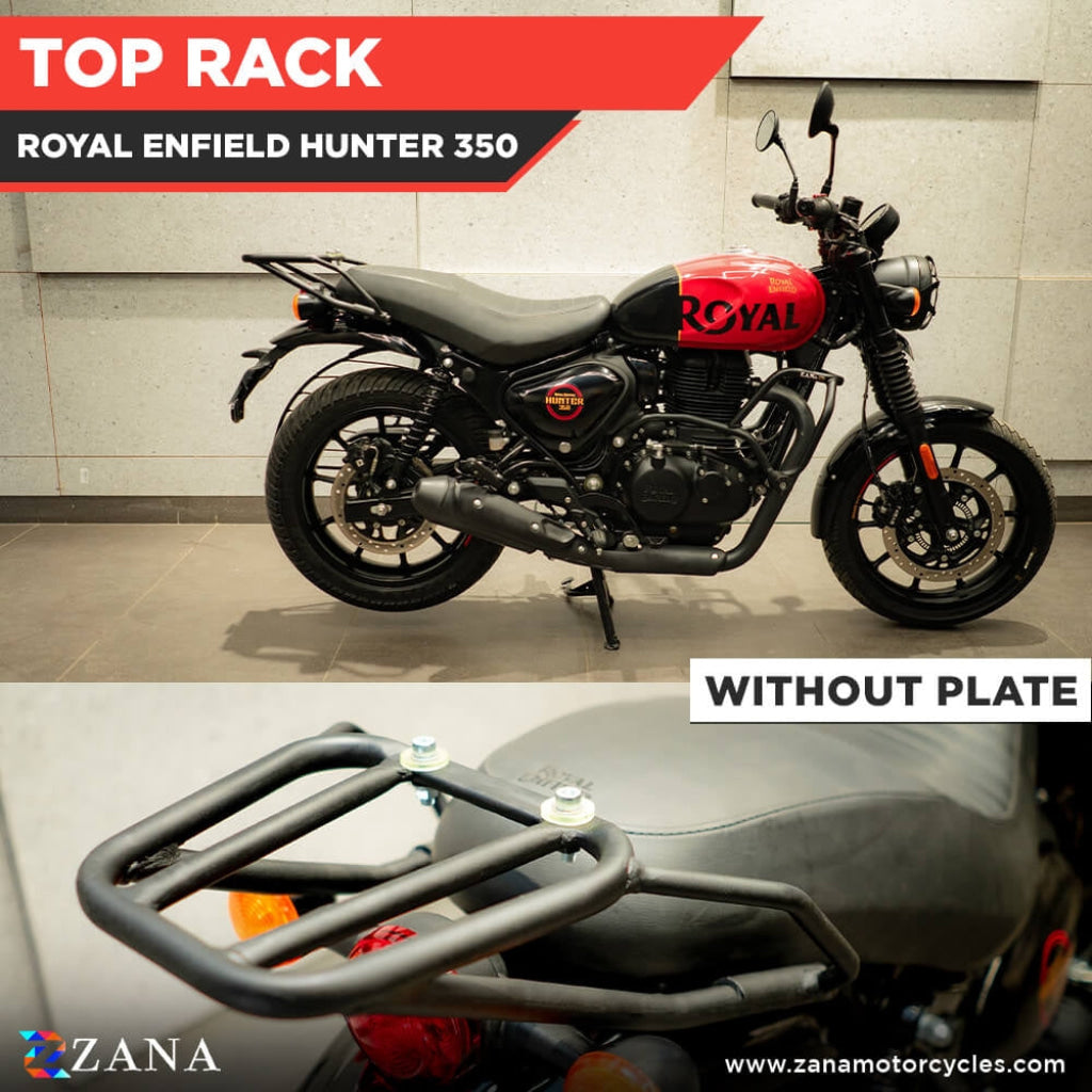 Top Rack Without Plate W-1 Compatible With Pillion Backrest For Royal Enfield Hunter 350 - Zana Bash