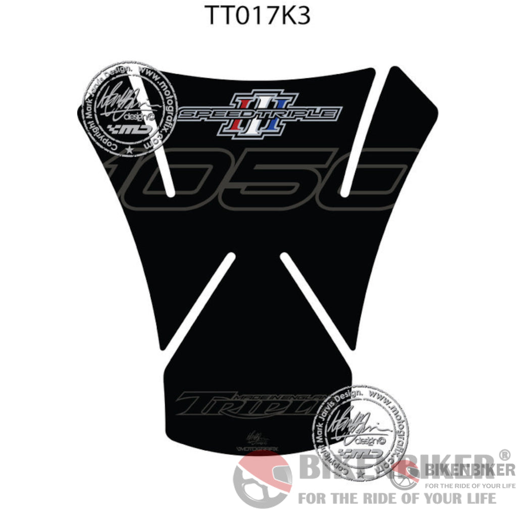 Triumph Speed Triple 1050 2005 - 2016 Black Motorcycle Tank Pad Protector Tt017K3-Motografix