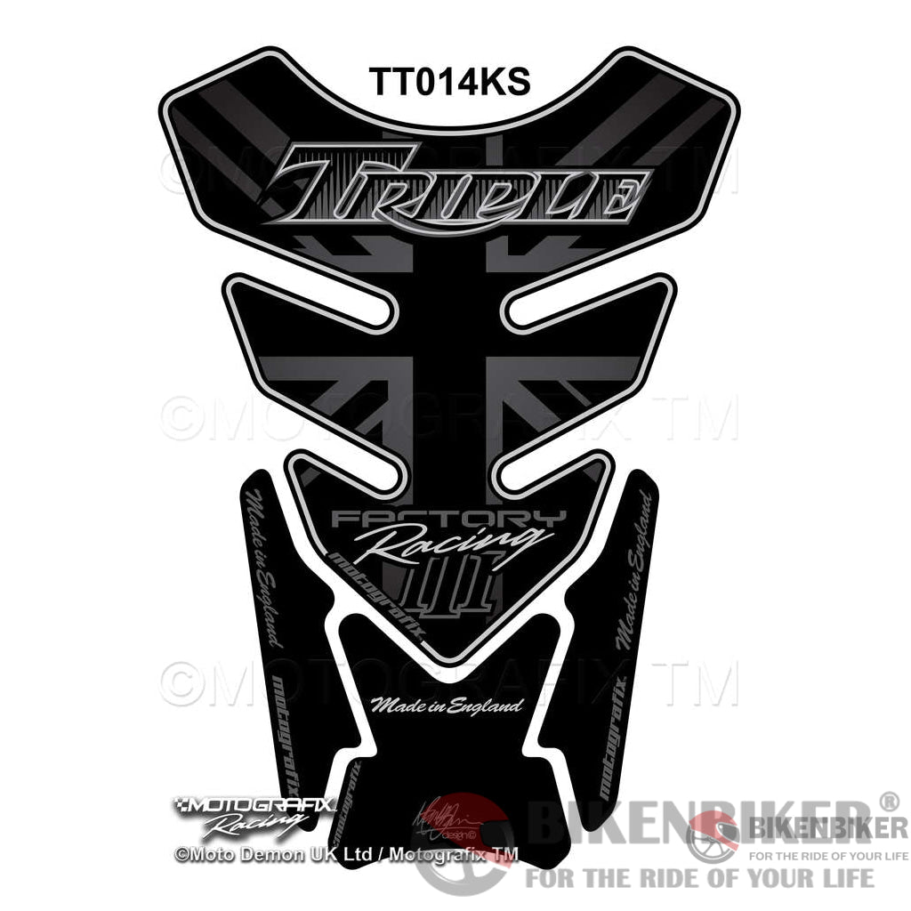 Truimph Speed Triple R Black Silver Motorcycle Tank Pad Protector Motografix 3D Gel Tt014Ks -