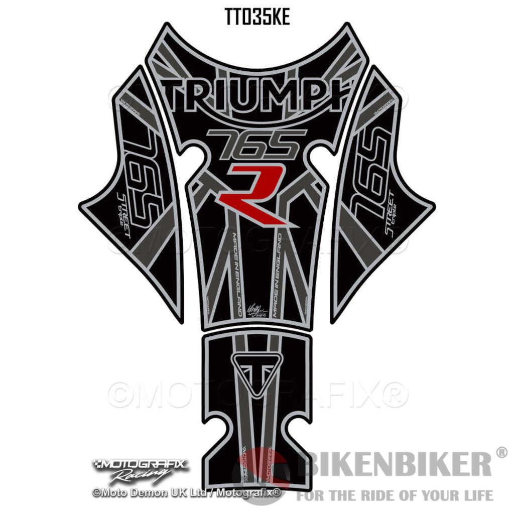 Triumph 765R Street Triple 2017 18 19 Motorcycle Tank Pad Protector Motografix 3D Gel TT035KE-Motografix